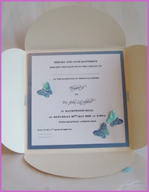 Butterfly pocketfold wedding invitation